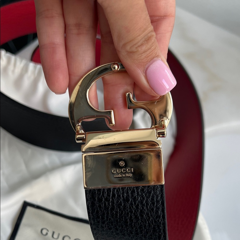 Gucci Black and Red Belt with Buckle - Picture 3 of 4